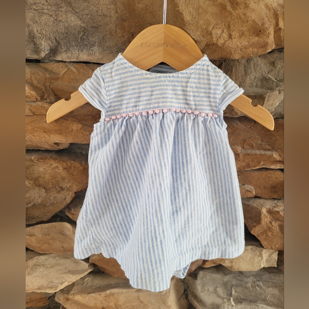 Carter's Blue and White Striped Baby Romper 3m
